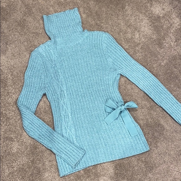Sundance Sweaters - Sundance Blue Turtleneck Ribbed Sweater Top M